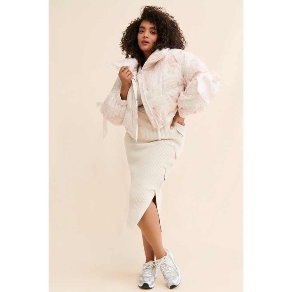 SELKIE x FREE PEOPLE Castle Pink 🌸Marshmallow Puffer Jacket 5X Printed Floral - Picture 4 of 6